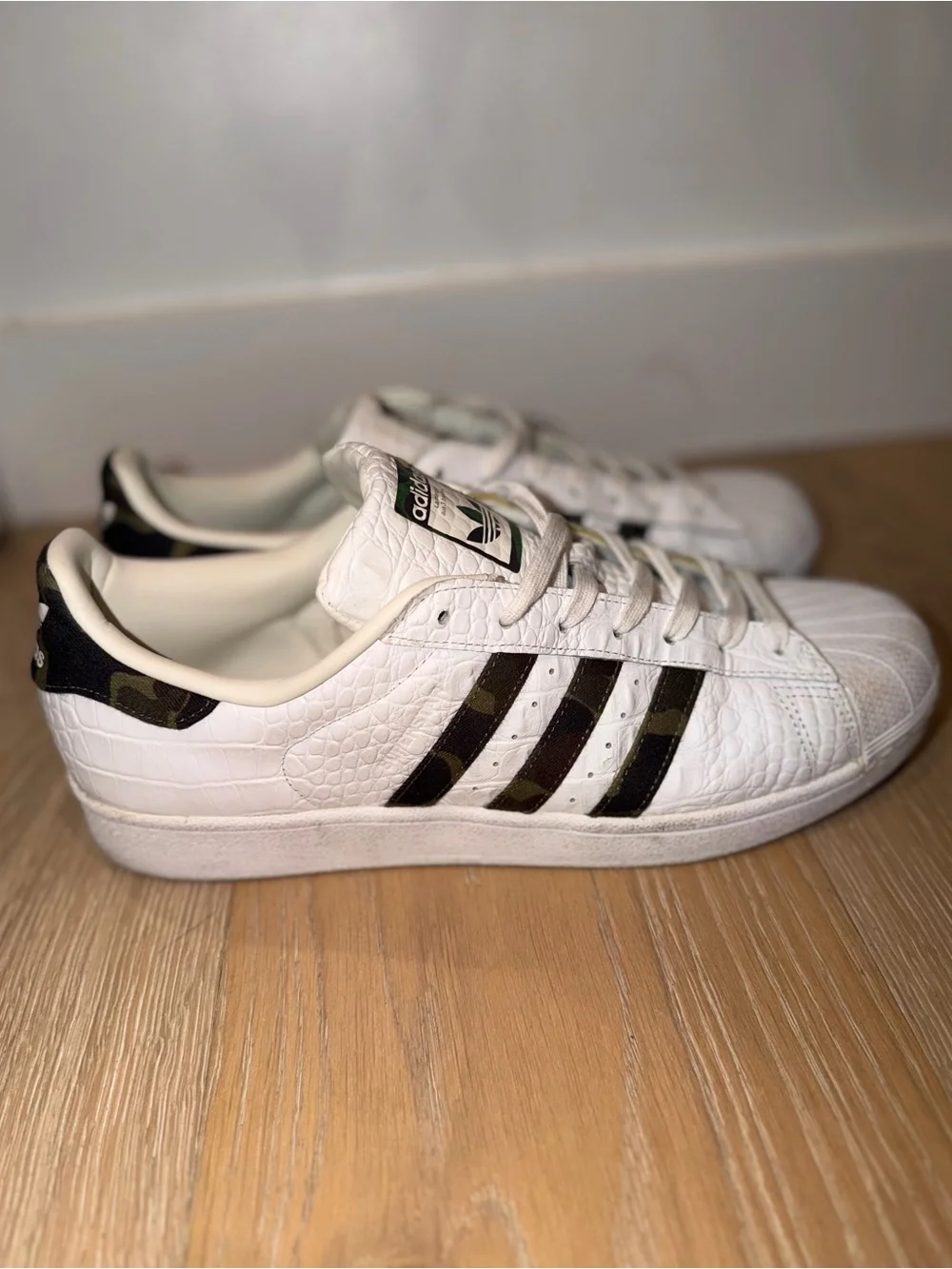 Rare adidas Superstar Croc Embossed Leather s Camo Sneakers White